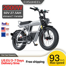Coswheel CT20S Electric Bike Mountain Moped Ebike 20 Inch Fat Tire 2000W 60V 27.5AH Men's Road Electric Bicycle Adults E Bikes